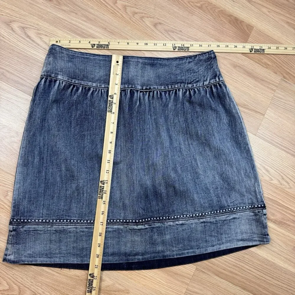 Women’s Vintage Denim Mini Skirt 80s 90s Acid Wash Size 14 Grunge Rock Punk Moto